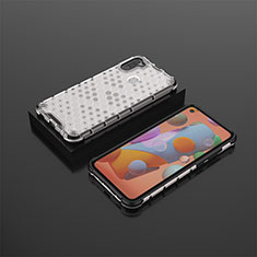 Custodia Silicone Trasparente Laterale 360 Gradi Cover AM2 per Samsung Galaxy A11 Bianco