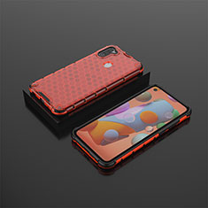Custodia Silicone Trasparente Laterale 360 Gradi Cover AM2 per Samsung Galaxy A11 Rosso
