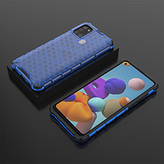 Custodia Silicone Trasparente Laterale 360 Gradi Cover AM2 per Samsung Galaxy A21s Blu