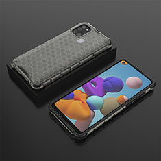 Custodia Silicone Trasparente Laterale 360 Gradi Cover AM2 per Samsung Galaxy A21s Nero