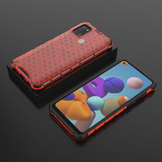 Custodia Silicone Trasparente Laterale 360 Gradi Cover AM2 per Samsung Galaxy A21s Rosso