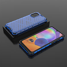 Custodia Silicone Trasparente Laterale 360 Gradi Cover AM2 per Samsung Galaxy A31 Blu