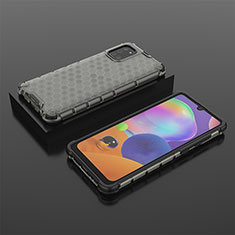 Custodia Silicone Trasparente Laterale 360 Gradi Cover AM2 per Samsung Galaxy A31 Nero