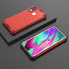 Custodia Silicone Trasparente Laterale 360 Gradi Cover AM2 per Samsung Galaxy A40 Rosso