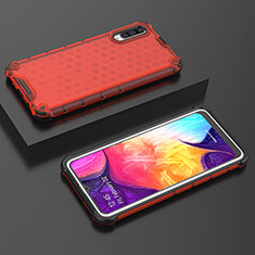 Custodia Silicone Trasparente Laterale 360 Gradi Cover AM2 per Samsung Galaxy A50 Rosso