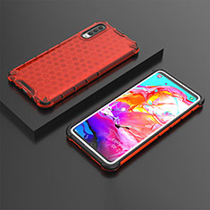Custodia Silicone Trasparente Laterale 360 Gradi Cover AM2 per Samsung Galaxy A70 Rosso