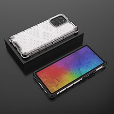 Custodia Silicone Trasparente Laterale 360 Gradi Cover AM2 per Samsung Galaxy A91 Bianco