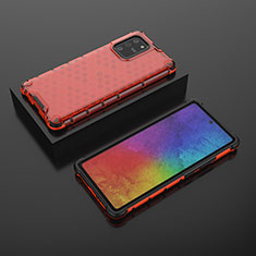 Custodia Silicone Trasparente Laterale 360 Gradi Cover AM2 per Samsung Galaxy A91 Rosso