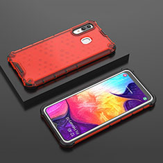 Custodia Silicone Trasparente Laterale 360 Gradi Cover AM2 per Samsung Galaxy M10S Rosso