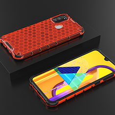 Custodia Silicone Trasparente Laterale 360 Gradi Cover AM2 per Samsung Galaxy M21 Rosso