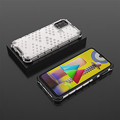 Custodia Silicone Trasparente Laterale 360 Gradi Cover AM2 per Samsung Galaxy M31 Bianco