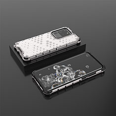 Custodia Silicone Trasparente Laterale 360 Gradi Cover AM2 per Samsung Galaxy S20 Ultra 5G Bianco