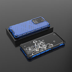 Custodia Silicone Trasparente Laterale 360 Gradi Cover AM2 per Samsung Galaxy S20 Ultra 5G Blu