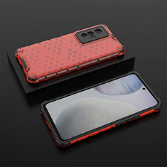 Custodia Silicone Trasparente Laterale 360 Gradi Cover AM2 per Vivo X70 5G Rosso