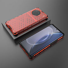Custodia Silicone Trasparente Laterale 360 Gradi Cover AM2 per Vivo X90 5G Rosso