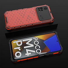 Custodia Silicone Trasparente Laterale 360 Gradi Cover AM2 per Xiaomi Poco M4 Pro 4G Rosso