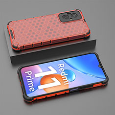 Custodia Silicone Trasparente Laterale 360 Gradi Cover AM2 per Xiaomi Redmi 11 Prime 4G Rosso