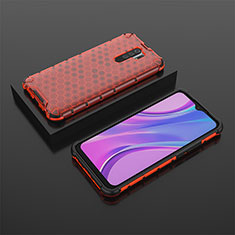 Custodia Silicone Trasparente Laterale 360 Gradi Cover AM2 per Xiaomi Redmi 9 Prime India Rosso