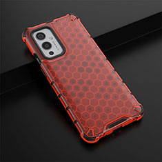 Custodia Silicone Trasparente Laterale 360 Gradi Cover AM3 per OnePlus 9 5G Rosso