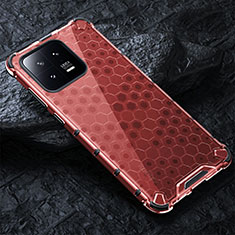 Custodia Silicone Trasparente Laterale 360 Gradi Cover AM3 per Xiaomi Mi 13 5G Rosso