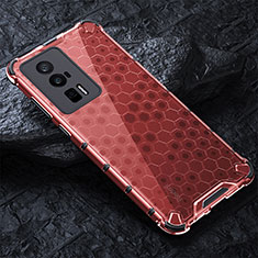 Custodia Silicone Trasparente Laterale 360 Gradi Cover AM3 per Xiaomi Redmi K60 Pro 5G Rosso