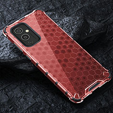 Custodia Silicone Trasparente Laterale 360 Gradi Cover AM4 per OnePlus 9 5G Rosso