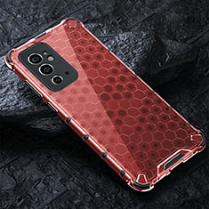 Custodia Silicone Trasparente Laterale 360 Gradi Cover AM4 per OnePlus 9RT 5G Rosso