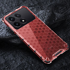 Custodia Silicone Trasparente Laterale 360 Gradi Cover AM4 per Xiaomi Redmi K70 5G Rosso
