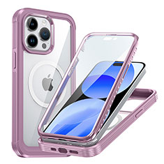 Custodia Silicone Trasparente Laterale 360 Gradi Cover con Mag-Safe Magnetic AC1 per Apple iPhone 13 Pro Max Lavanda