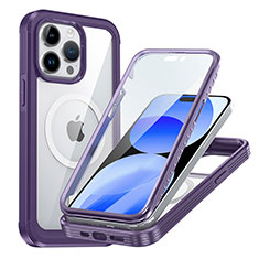 Custodia Silicone Trasparente Laterale 360 Gradi Cover con Mag-Safe Magnetic AC1 per Apple iPhone 13 Pro Viola