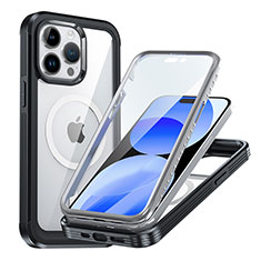 Custodia Silicone Trasparente Laterale 360 Gradi Cover con Mag-Safe Magnetic AC1 per Apple iPhone 14 Pro Max Nero