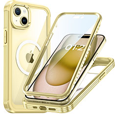 Custodia Silicone Trasparente Laterale 360 Gradi Cover con Mag-Safe Magnetic T01 per Apple iPhone 14 Plus Oro