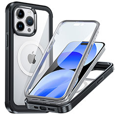 Custodia Silicone Trasparente Laterale 360 Gradi Cover con Mag-Safe Magnetic T01 per Apple iPhone 14 Pro Nero