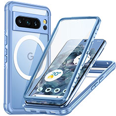 Custodia Silicone Trasparente Laterale 360 Gradi Cover con Mag-Safe Magnetic T01 per Google Pixel 8 Pro 5G Blu