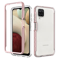 Custodia Silicone Trasparente Laterale 360 Gradi Cover JX1 per Samsung Galaxy A12 5G Oro Rosa