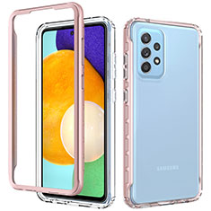 Custodia Silicone Trasparente Laterale 360 Gradi Cover JX1 per Samsung Galaxy A52 5G Oro Rosa