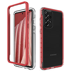 Custodia Silicone Trasparente Laterale 360 Gradi Cover JX1 per Samsung Galaxy A73 5G Rosso