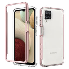 Custodia Silicone Trasparente Laterale 360 Gradi Cover JX1 per Samsung Galaxy M12 Oro Rosa