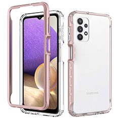 Custodia Silicone Trasparente Laterale 360 Gradi Cover JX1 per Samsung Galaxy M32 5G Oro Rosa