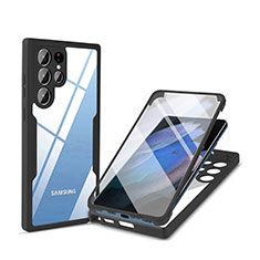 Custodia Silicone Trasparente Laterale 360 Gradi Cover M01 per Samsung Galaxy S21 Ultra 5G Nero