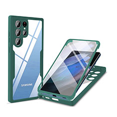 Custodia Silicone Trasparente Laterale 360 Gradi Cover M01 per Samsung Galaxy S21 Ultra 5G Verde