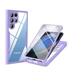 Custodia Silicone Trasparente Laterale 360 Gradi Cover M01 per Samsung Galaxy S21 Ultra 5G Viola