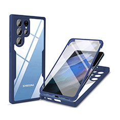 Custodia Silicone Trasparente Laterale 360 Gradi Cover M01 per Samsung Galaxy S24 Ultra 5G Blu