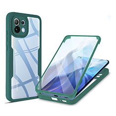 Custodia Silicone Trasparente Laterale 360 Gradi Cover M01 per Xiaomi Mi 11 Lite 4G Verde