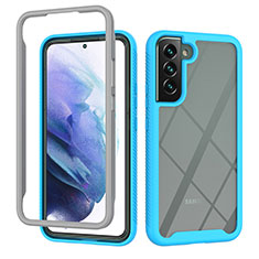 Custodia Silicone Trasparente Laterale 360 Gradi Cover M02 per Samsung Galaxy S22 Plus 5G Cielo Blu