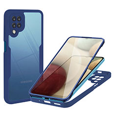 Custodia Silicone Trasparente Laterale 360 Gradi Cover MJ1 per Samsung Galaxy A12 Nacho Blu
