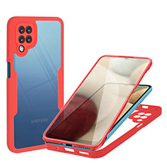 Custodia Silicone Trasparente Laterale 360 Gradi Cover MJ1 per Samsung Galaxy M12 Rosso