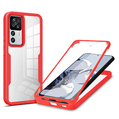 Custodia Silicone Trasparente Laterale 360 Gradi Cover MJ1 per Xiaomi Mi 12T Pro 5G Rosso