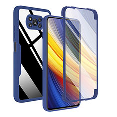 Custodia Silicone Trasparente Laterale 360 Gradi Cover MJ1 per Xiaomi Poco X3 Blu
