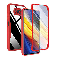 Custodia Silicone Trasparente Laterale 360 Gradi Cover MJ1 per Xiaomi Poco X3 Pro Rosso
